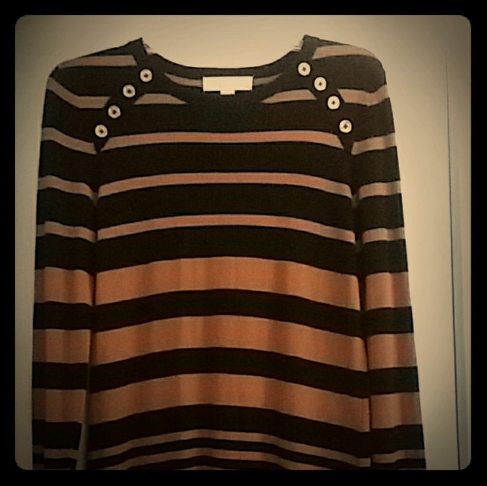 Michael Kors Black and Tan Tunic Sweater